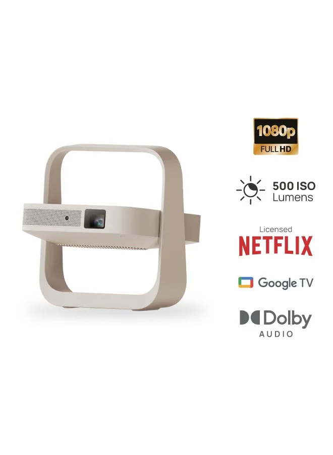 XGIMI ELFIN FLIP PLUS | Portable Projector, Google TV with Licensed Netflix, 500 ISO Lumens, 1080P Resolution Home Projector, Build-in Adjustable Stand, Lightweight and Compact Design, Screen Adaption